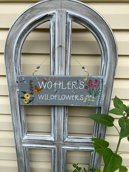 Hand Painted Coneflower Garden Sign, Personalized Wooden Outdoor Decor