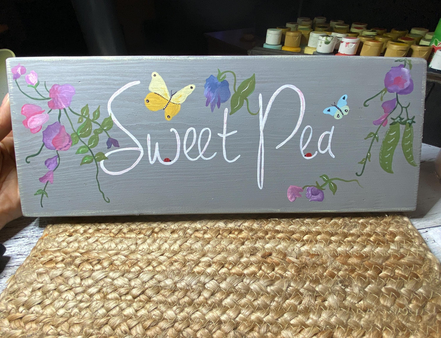 Custom Hand-Painted Residence Sign | Flowers, Bees, Butterflies Garden Decor