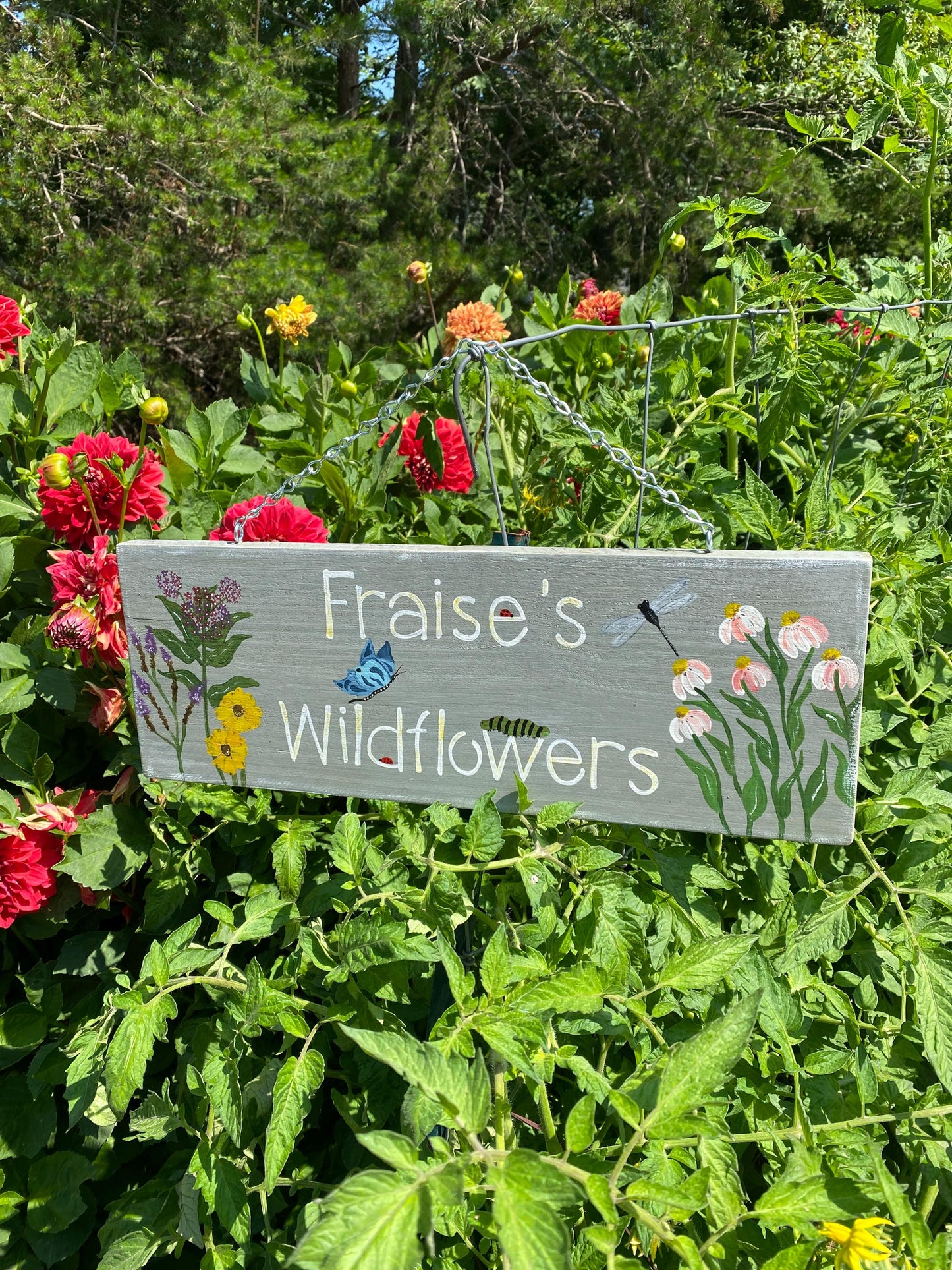 Hand Painted Coneflower Garden Sign, Personalized Wooden Outdoor Decor