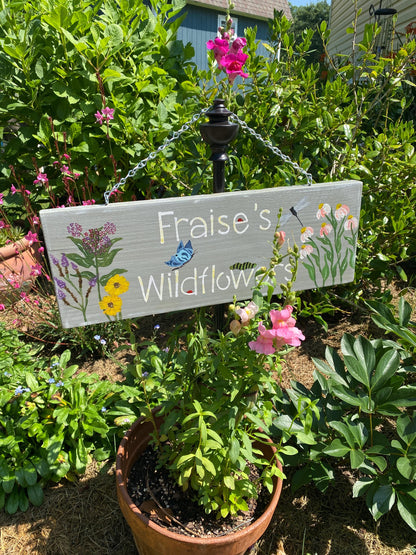 Hand Painted Coneflower Garden Sign, Personalized Wooden Outdoor Decor