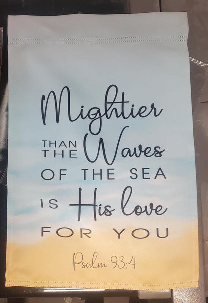 Psalm 93:4 Garden Flag, Christian Bible Verse, Beach Waves Decor