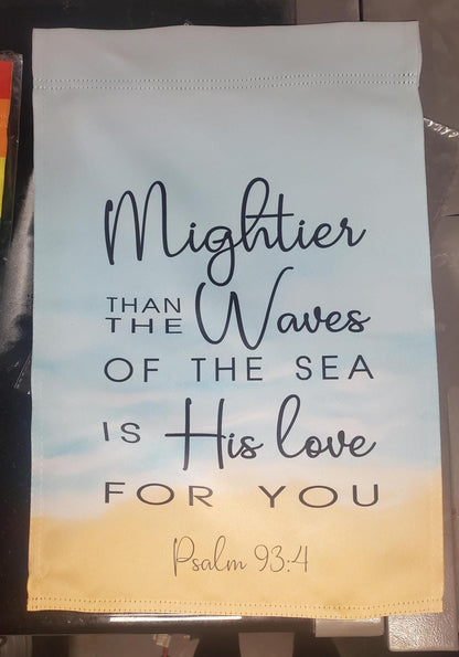 Psalm 93:4 Garden Flag, Christian Bible Verse, Beach Waves Decor