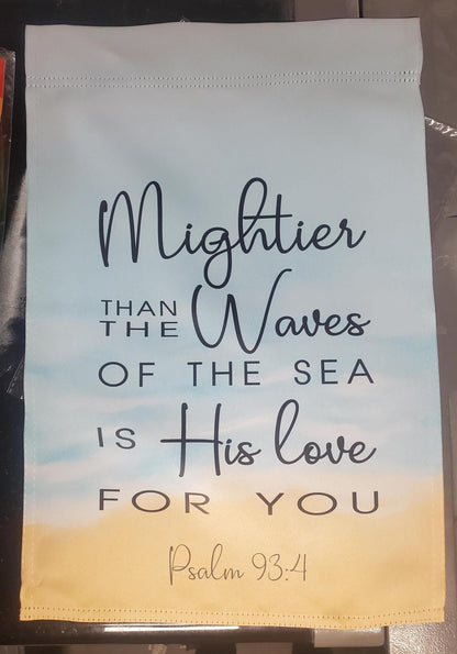 Psalm 93:4 Garden Flag, Christian Bible Verse, Beach Waves Decor