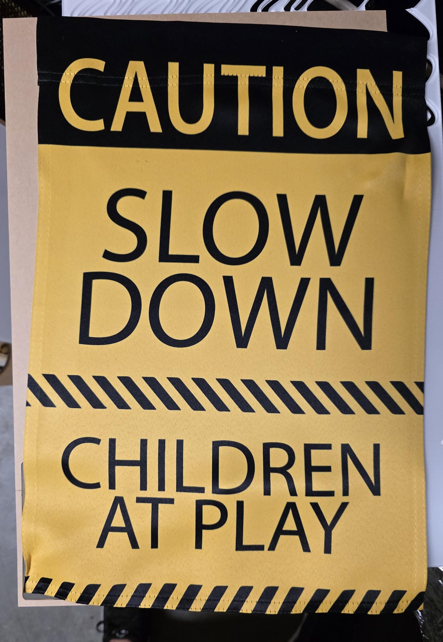 Caution Children at Play Garden Flag, Slow Down, Outdoor Safety Decor