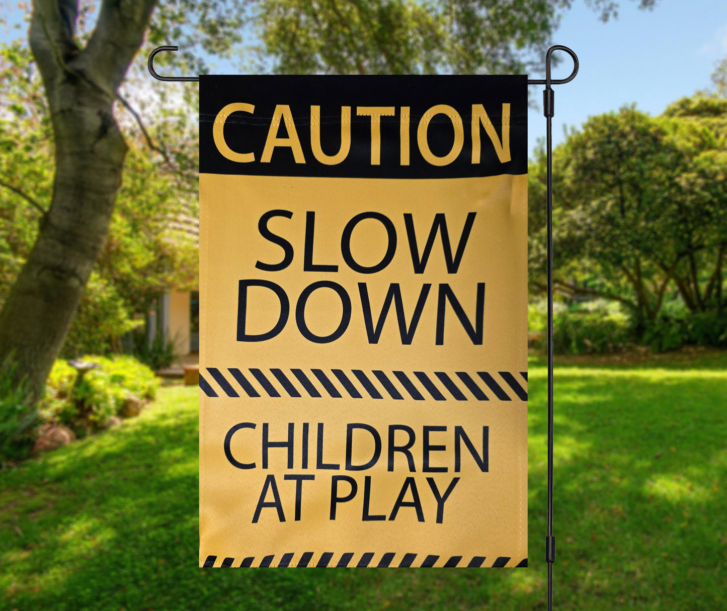 Caution Children at Play Garden Flag, Slow Down, Outdoor Safety Decor