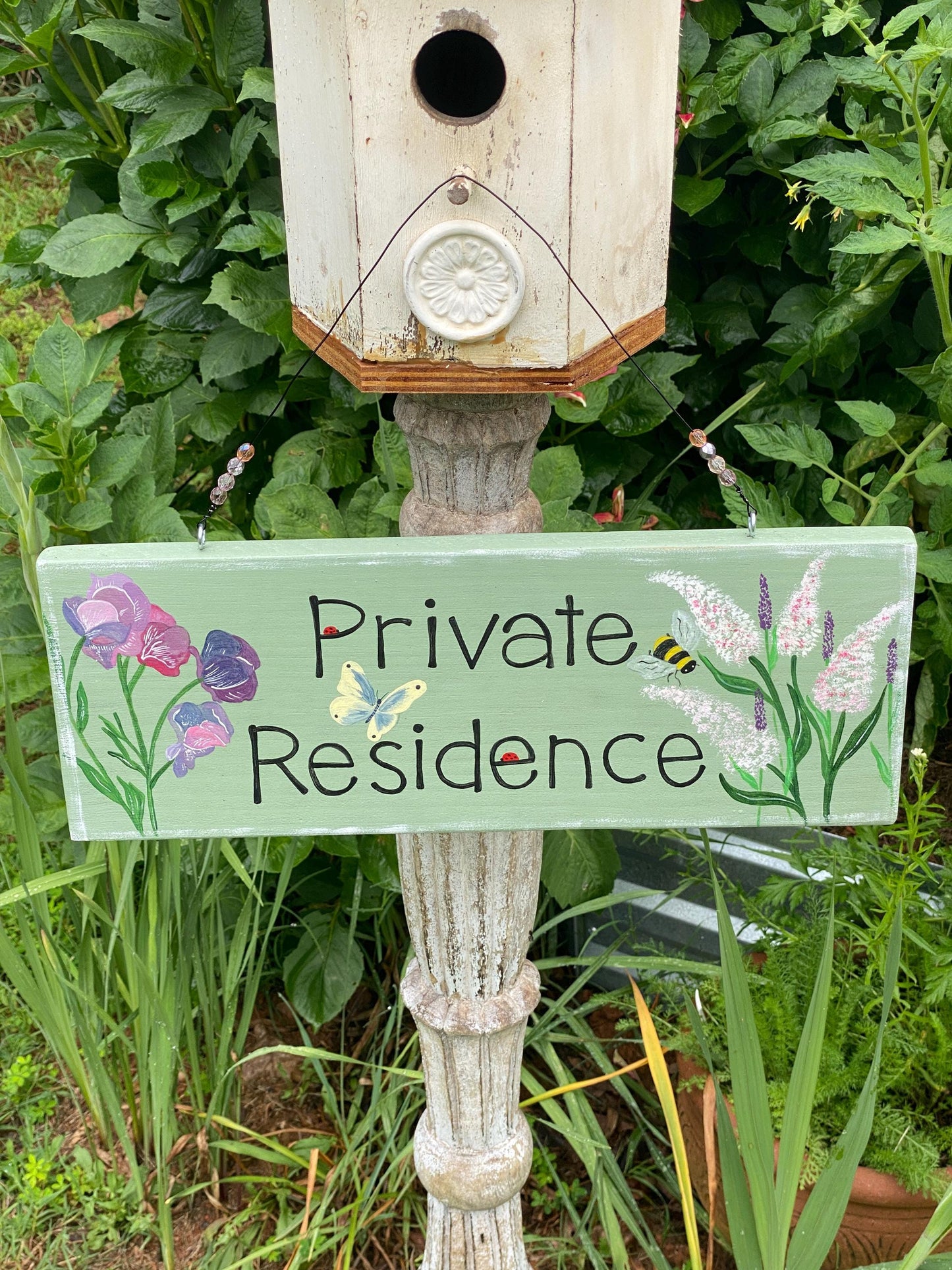 Custom Hand-Painted Garden Sign: Personalized Double Sided Wood Plaque