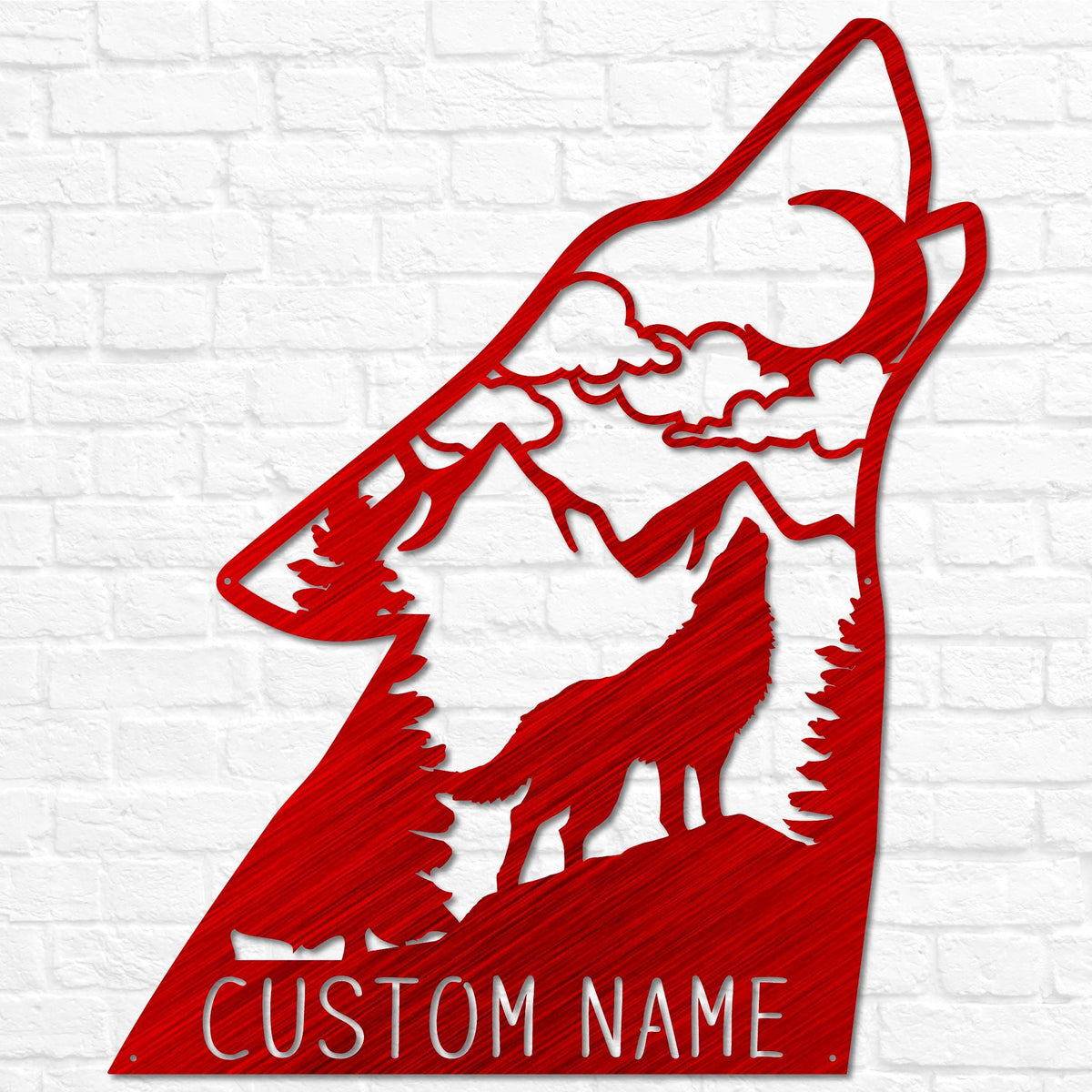 Custom Howling Wolf Head Metal Sign, Rustic Cabin Decor, Personalized Nature Scene Wall Art, Wildlife Lover Gift, Outdoor or Lodge Name Sign