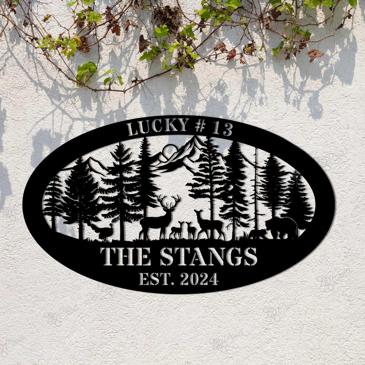 Custom Deer Forest Metal Sign, Deer Family Metal Sign, Rustic Outdoor Metal Sign, Personalized Family Name Sign, Outdoor Farmhouse Decor