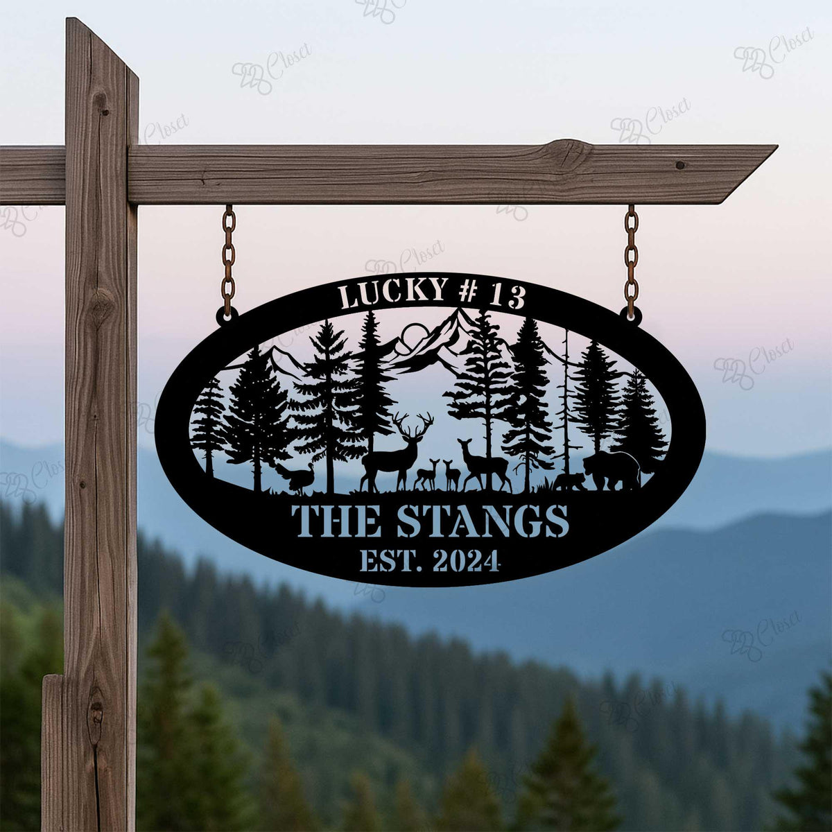 Custom Deer Forest Metal Sign, Deer Family Metal Sign, Rustic Outdoor Metal Sign, Personalized Family Name Sign, Outdoor Farmhouse Decor