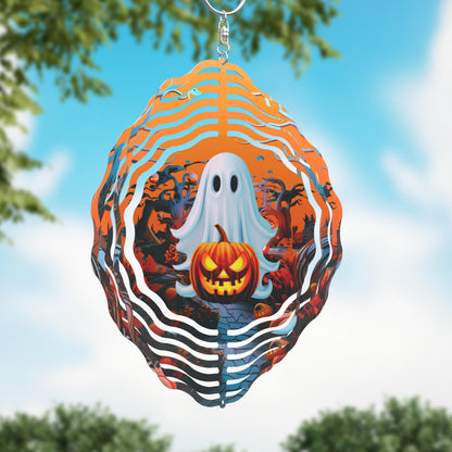 Halloween Wind Spinner: Spooky Ghost & Pumpkin Design