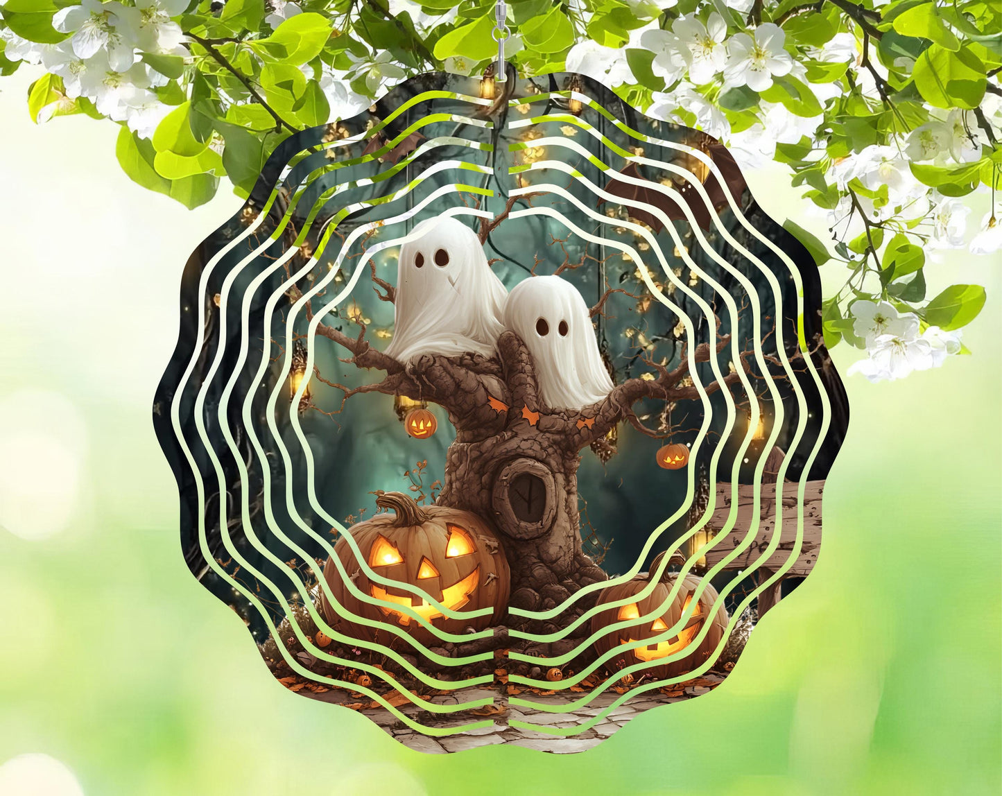 Eerie Ghosts and Pumpkin Wind Spinner