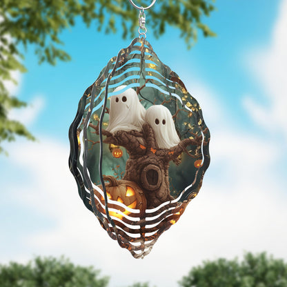 Eerie Ghosts and Pumpkin Wind Spinner