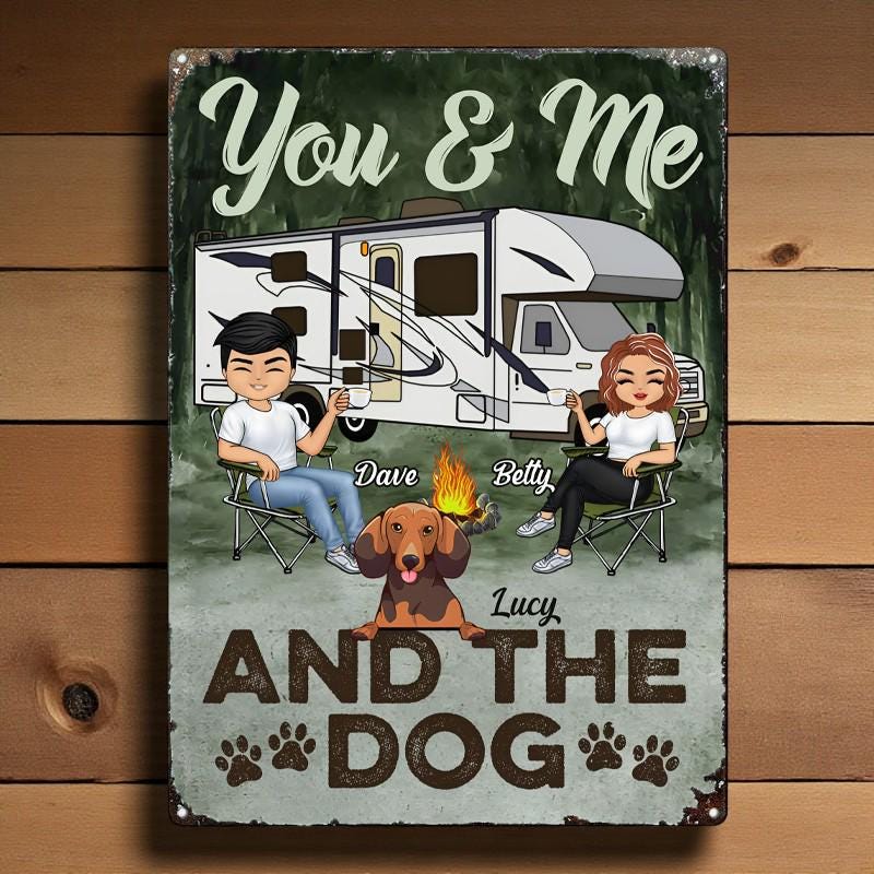 You and Me and The Dog Flag, Camping Welcome Flag, Funny Camping Flag, Camping Gifts, Camper Flag, Campsite Metal Sign, Custom Outdoor Decor