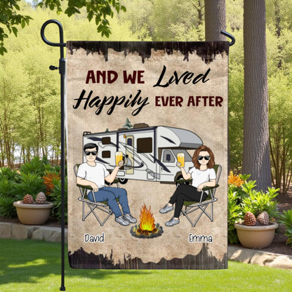 Custom RV Camping Welcome Flag, Personalized Gifts for Camper, Campsite Metal Sign, Outdoor Decor
