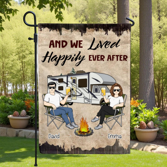 Custom RV Camping Welcome Flag, Personalized Gifts for Camper, Campsite Metal Sign, Outdoor Decor