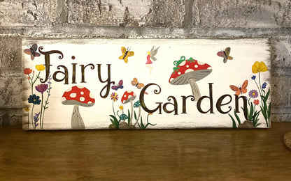 Fairies Welcome, Whimsical Hand Painted Fairy Garden Sign, Enchanted Garden Decor