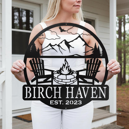Metal Outdoor Sign | Custom Campfire Sign | Camper Decor | Personalized Camping Gifts Fire Pit Sign Outdoor Decor Cabin Sign | Campsite Sign