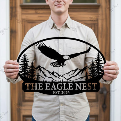 Personalized Eagle Mountain Metal Sign: Custom Cabin Lodge Outdoor Hanging Sign