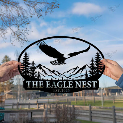 Personalized Eagle Mountain Metal Sign: Custom Cabin Lodge Outdoor Hanging Sign