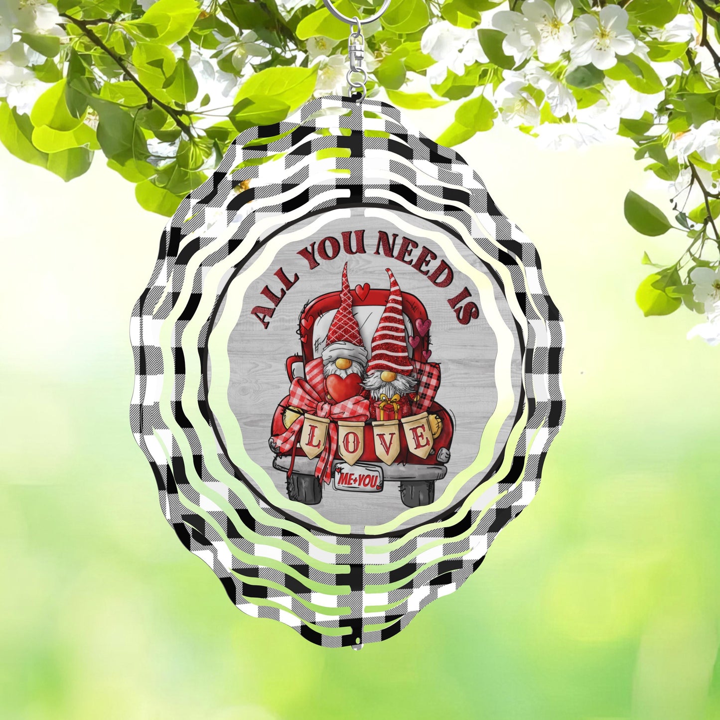All You Need Is Love Wind Spinner, Valentine's Day Porch Decor, Aluminum Sublimated Decor