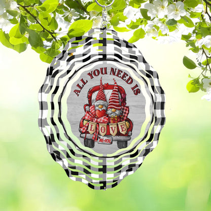 All You Need Is Love Wind Spinner, Valentine's Day Porch Decor, Aluminum Sublimated Decor