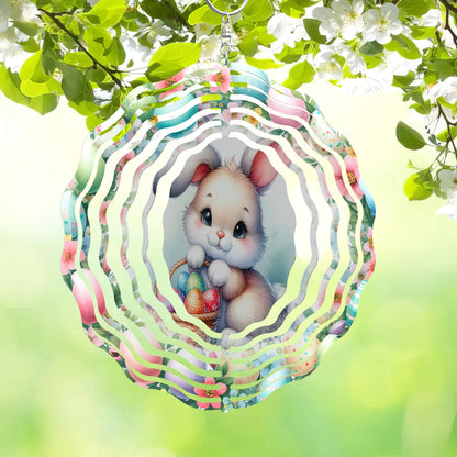 Easter Bunny Wind Spinner, Sublimated Aluminum Yard Art