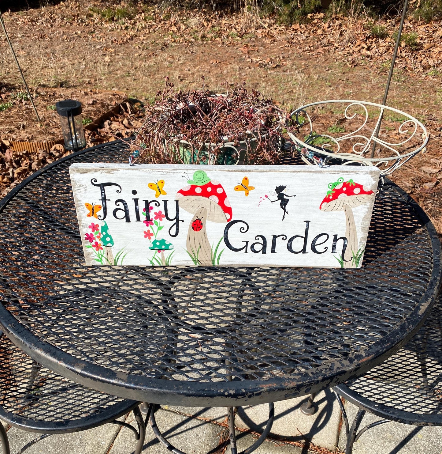 Fairies Welcome, Whimsical Hand Painted Fairy Garden Sign, Enchanted Garden Decor