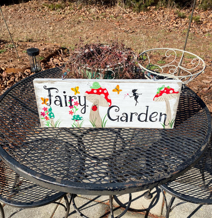 Fairies Welcome, Whimsical Hand Painted Fairy Garden Sign, Enchanted Garden Decor