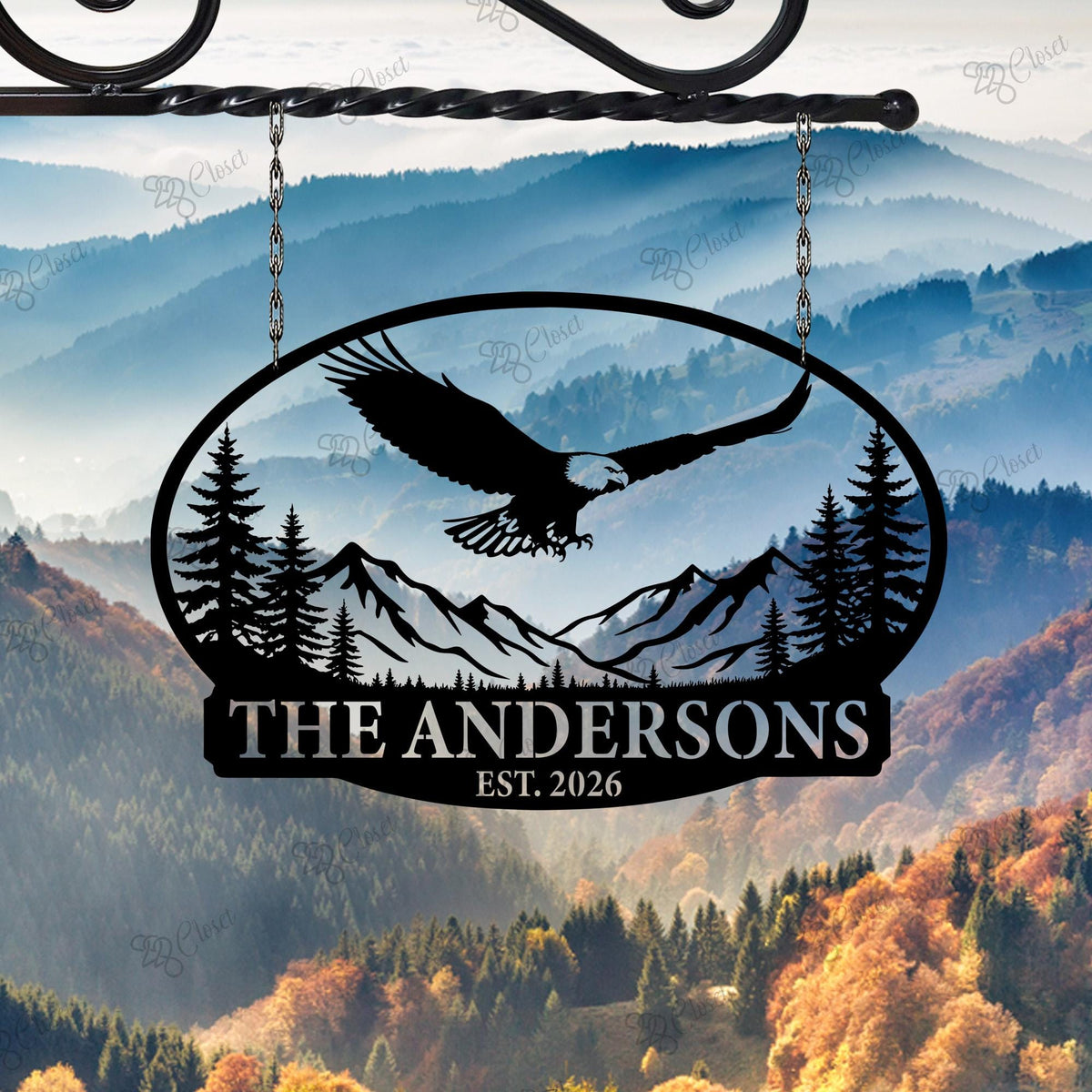 Personalized Eagle Mountain Metal Sign: Custom Cabin Lodge Outdoor Hanging Sign