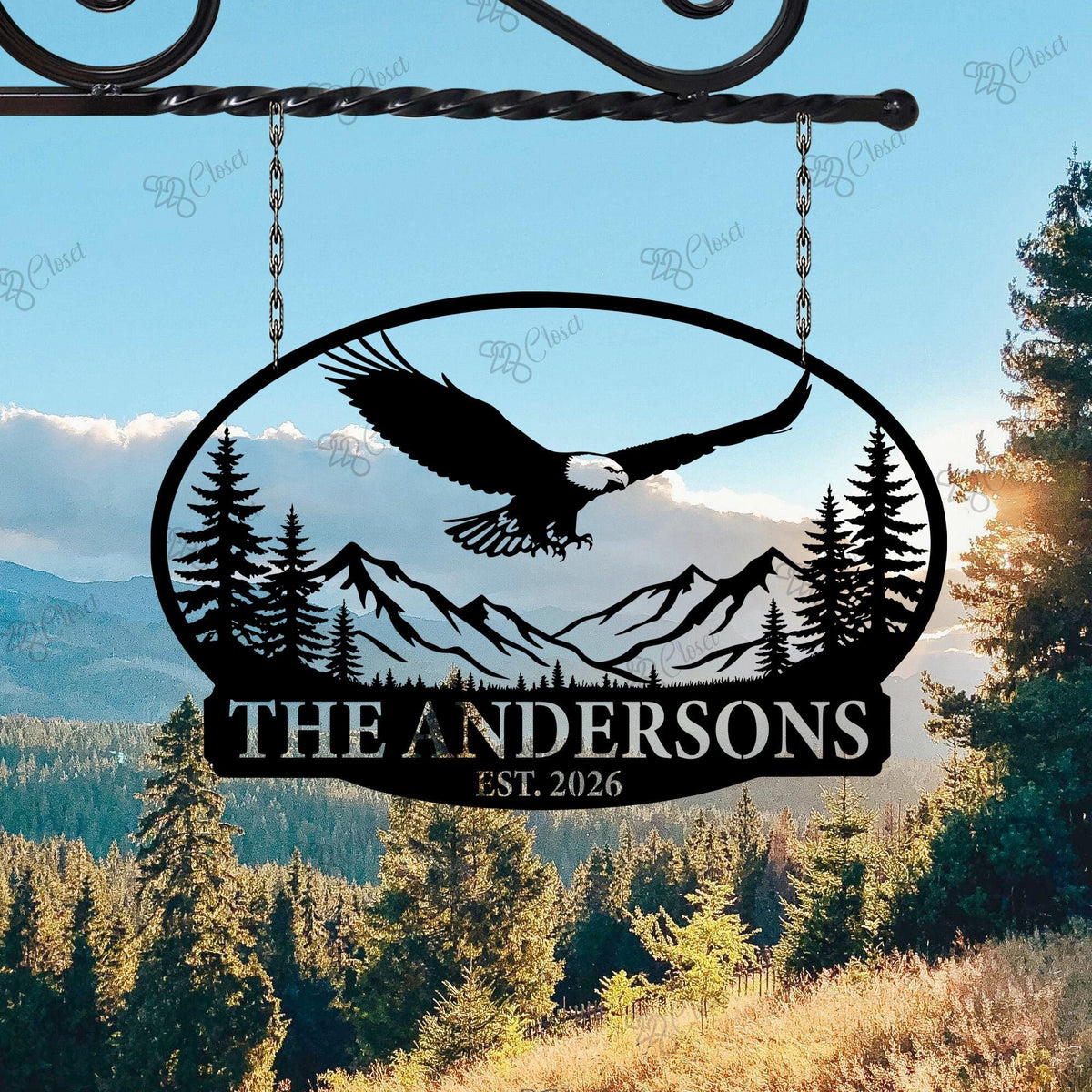 Personalized Eagle Mountain Metal Sign: Custom Cabin Lodge Outdoor Hanging Sign