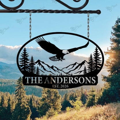 Personalized Eagle Mountain Metal Sign: Custom Cabin Lodge Outdoor Hanging Sign