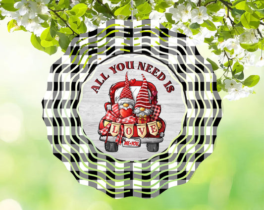 All You Need Is Love Wind Spinner, Valentine's Day Porch Decor, Aluminum Sublimated Decor
