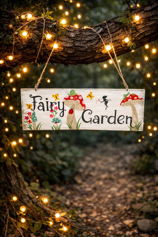 Children's Fairy Garden Sign, Whimsical Wood Decor, Magical Garden