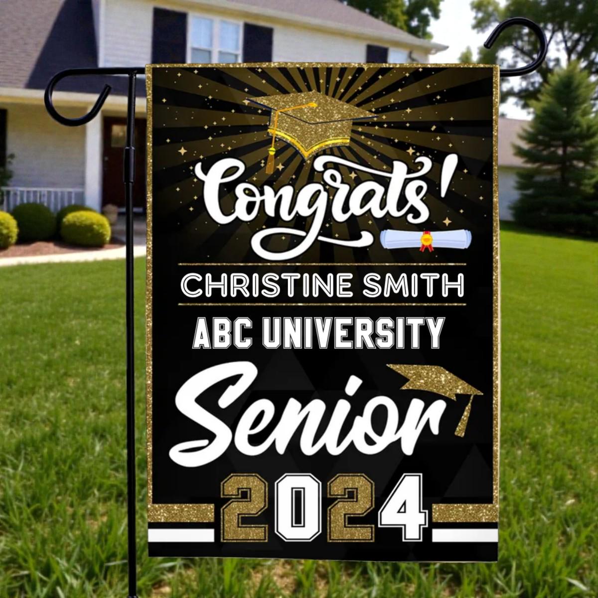 2026 Graduation Garden Flag, Personalized Senior Congrats Gift, Graduations Decoration
