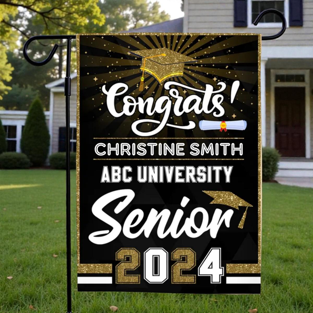 2026 Graduation Garden Flag, Personalized Senior Congrats Gift, Graduations Decoration