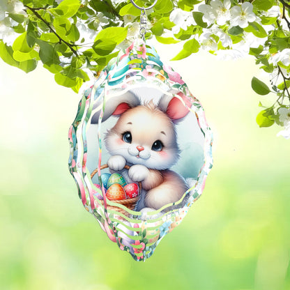 Easter Bunny Wind Spinner, Sublimated Aluminum Yard Art