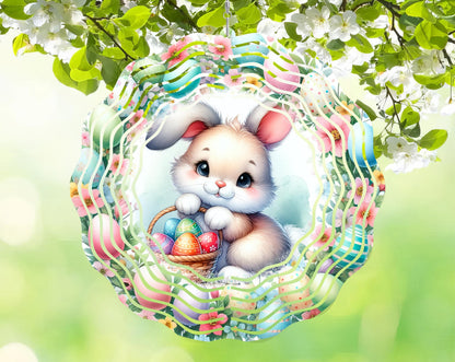 Easter Bunny Wind Spinner, Sublimated Aluminum Yard Art