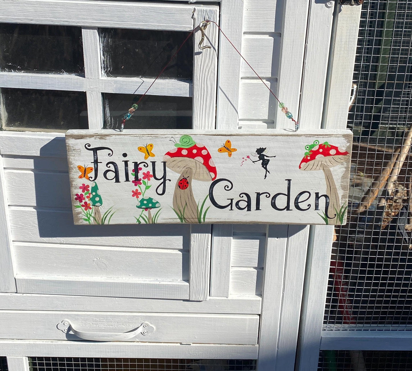 Fairies Welcome, Whimsical Hand Painted Fairy Garden Sign, Enchanted Garden Decor