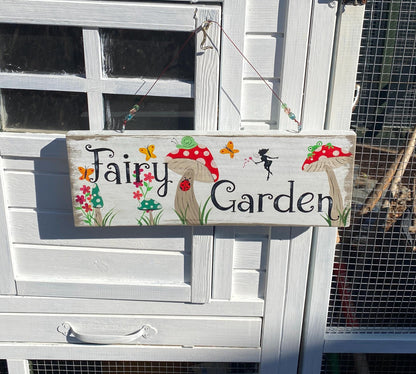Fairies Welcome, Whimsical Hand Painted Fairy Garden Sign, Enchanted Garden Decor