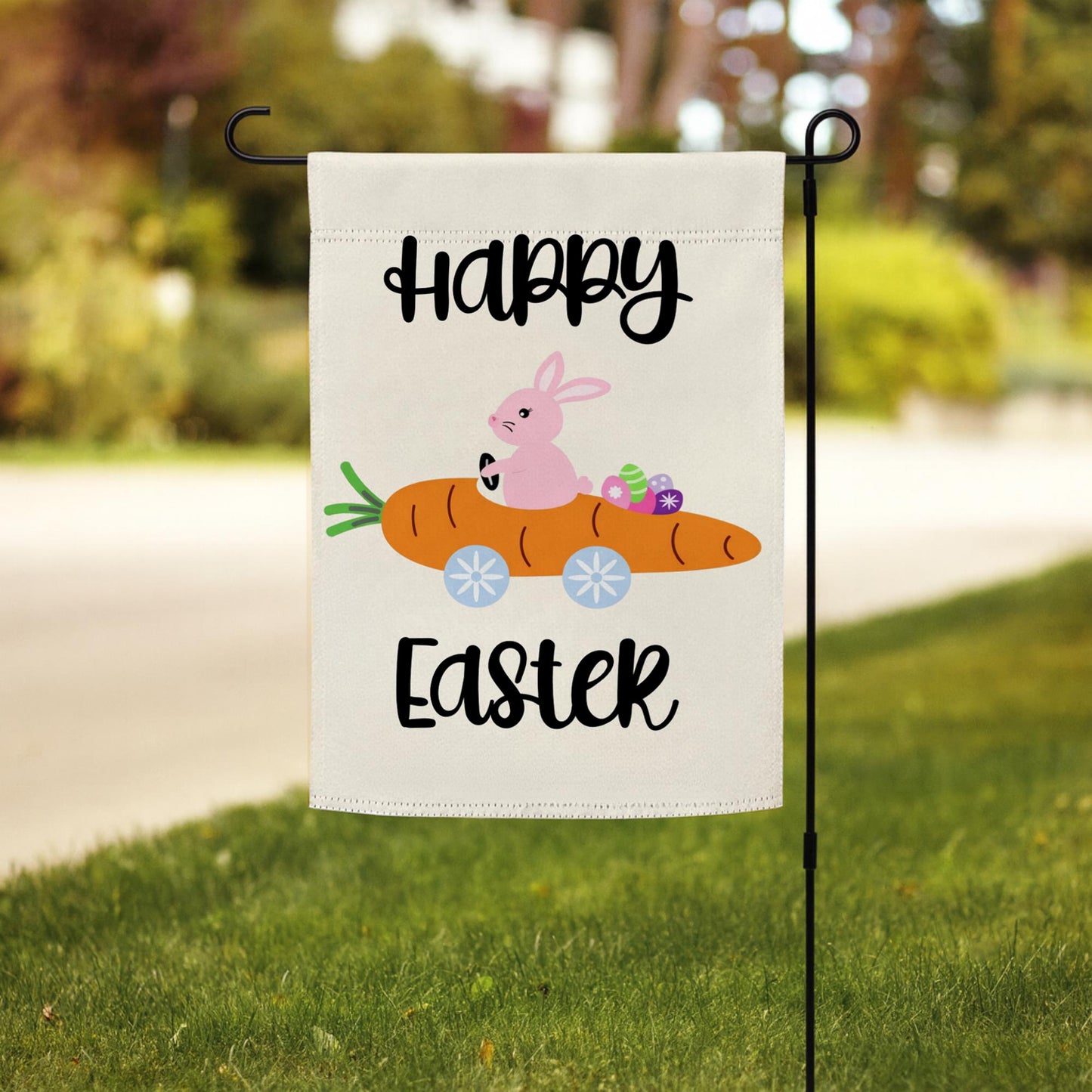 Happy Easter Garden Flag, House Decoration, Funny Bunny Yard Flags, Spring Decor Metal Sign