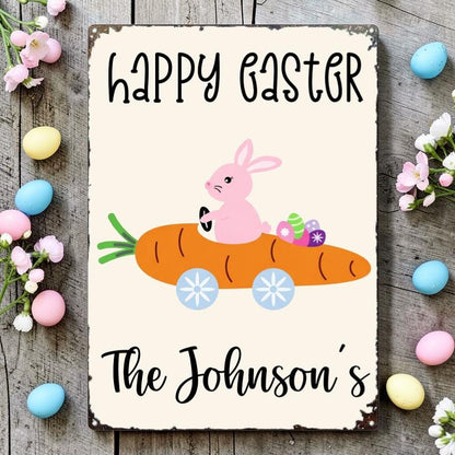 Happy Easter Garden Flag, Rabbit Home Decoration, Bunny Yard Flags, Spring Decor Metal Sign