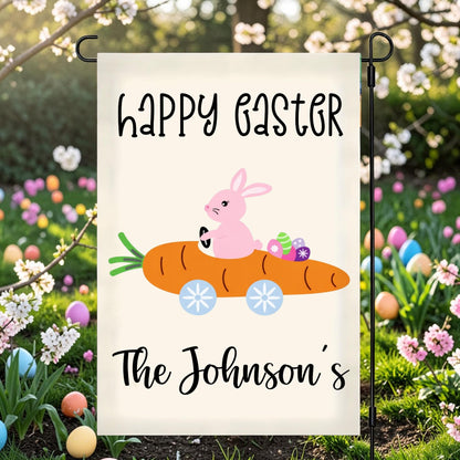 Happy Easter Garden Flag, Rabbit Home Decoration, Bunny Yard Flags, Spring Decor Metal Sign