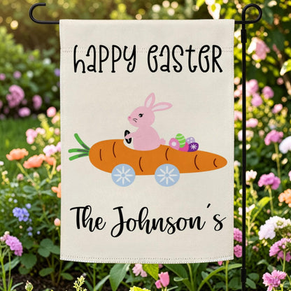 Happy Easter Garden Flag, Rabbit Home Decoration, Bunny Yard Flags, Spring Decor Metal Sign