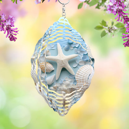 Seashells Wind Spinner, Aluminum Sublimated Yard Art