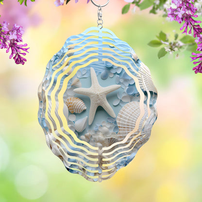 Seashells Wind Spinner, Aluminum Sublimated Yard Art