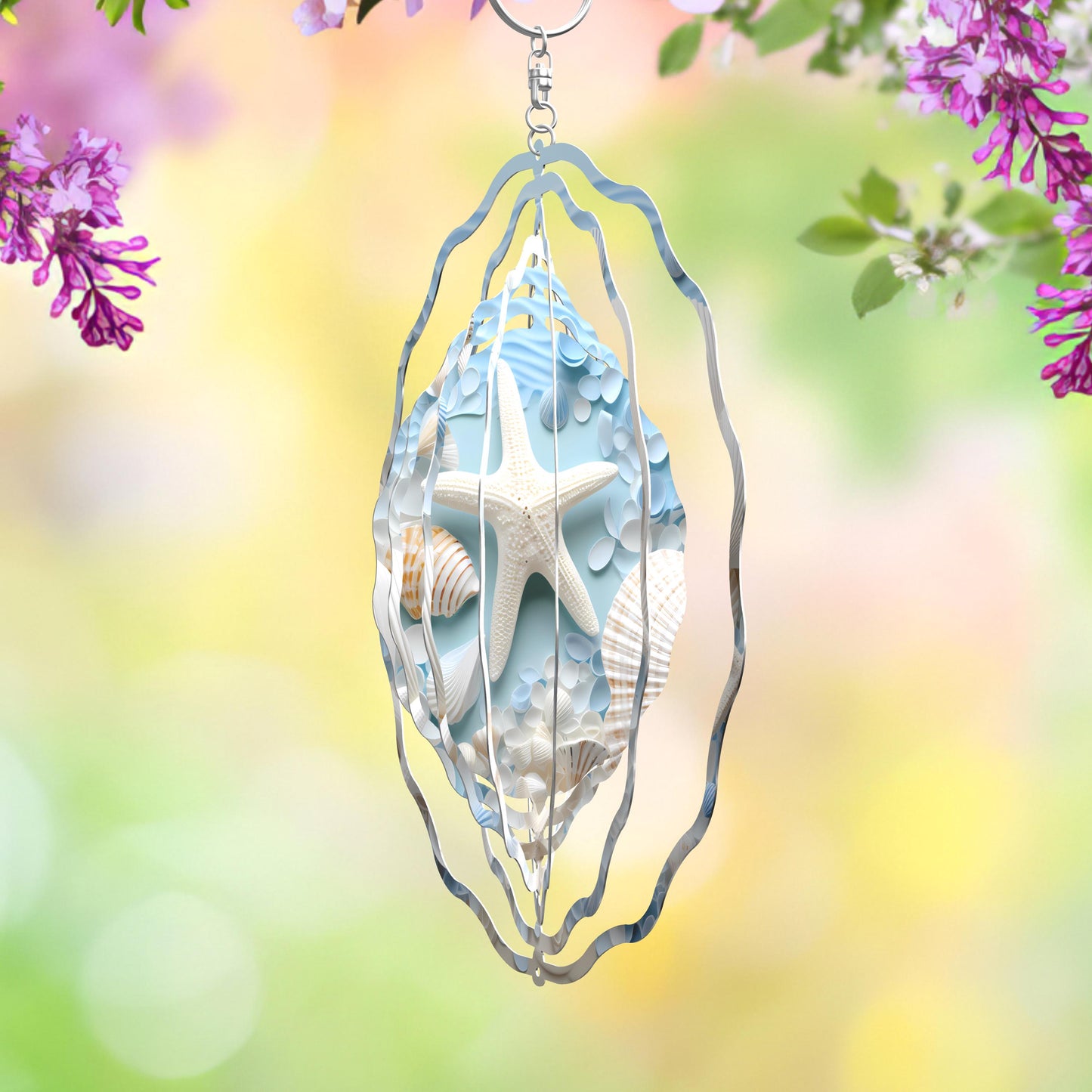 Seashells Wind Spinner, Aluminum Sublimated Yard Art