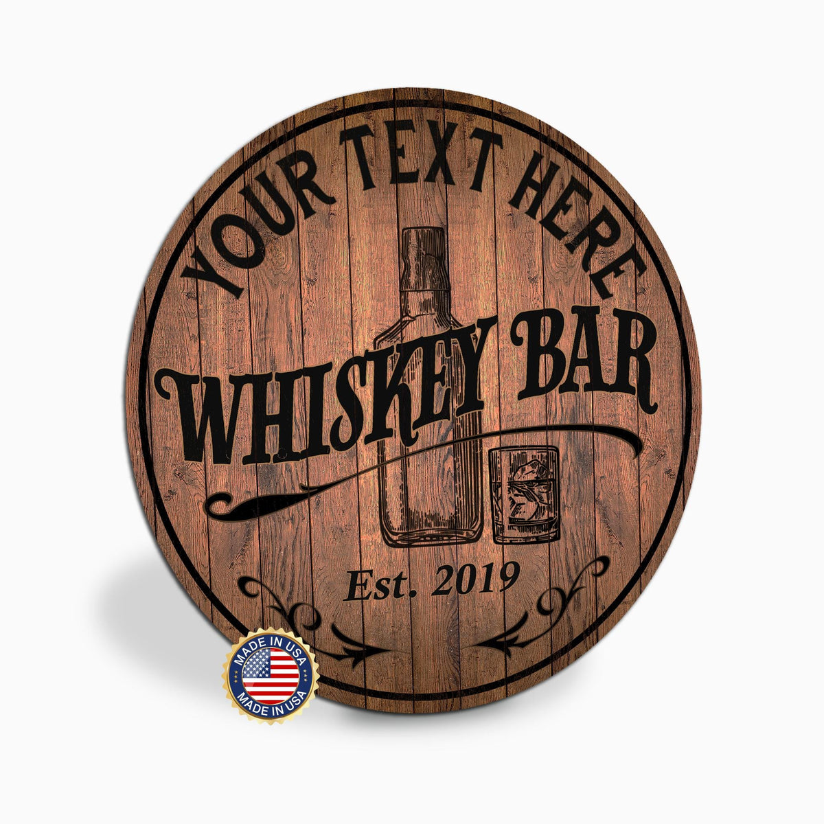 Personalized Whiskey Bar Metal Sign | Custom Bar Decor | Rustic Bourbon Sign | Man Cave Wall Art | ACM Aluminum Sign | Whiskey Lover Gift