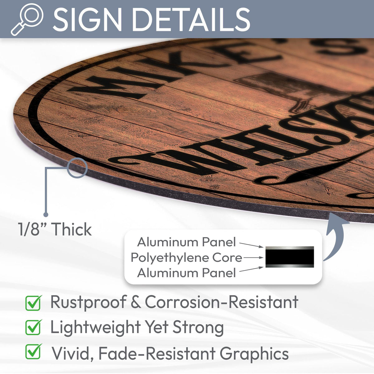 Personalized Whiskey Bar Metal Sign | Custom Bar Decor | Rustic Bourbon Sign | Man Cave Wall Art | ACM Aluminum Sign | Whiskey Lover Gift