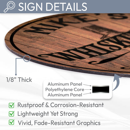 Personalized Whiskey Bar Metal Sign | Custom Bar Decor | Rustic Bourbon Sign | Man Cave Wall Art | ACM Aluminum Sign | Whiskey Lover Gift