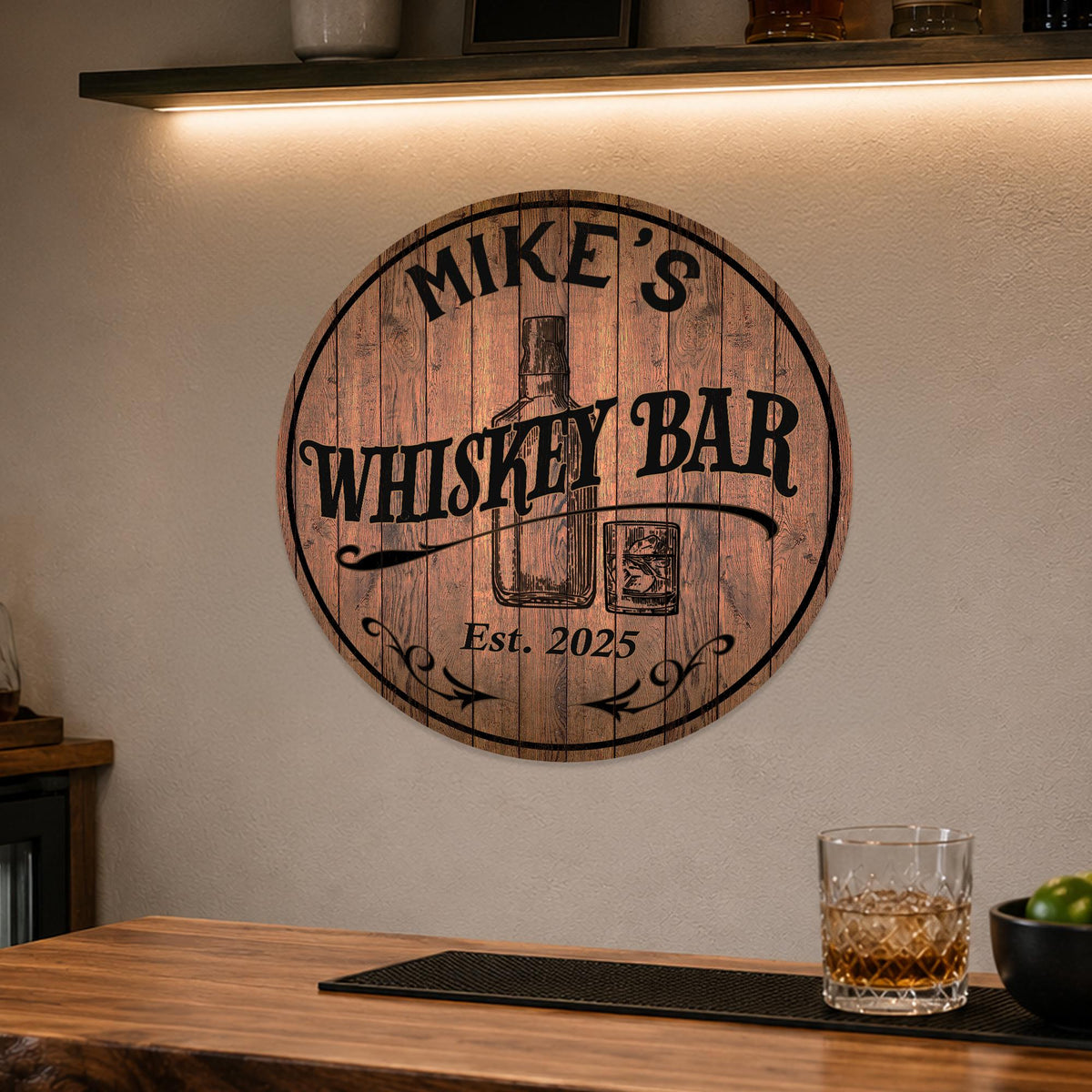 Personalized Whiskey Bar Metal Sign | Custom Bar Decor | Rustic Bourbon Sign | Man Cave Wall Art | ACM Aluminum Sign | Whiskey Lover Gift